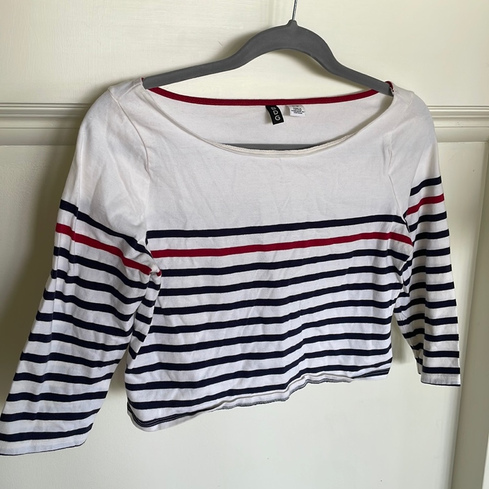 BDG Blue Striped Cropped Longsleeve